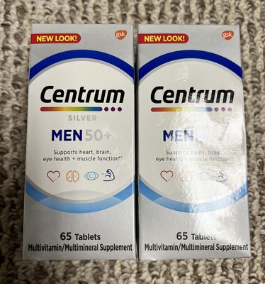 2 Centrum SilverMultivitamin Men 50 Plus Multimineral Supplement 65 Tablets Each