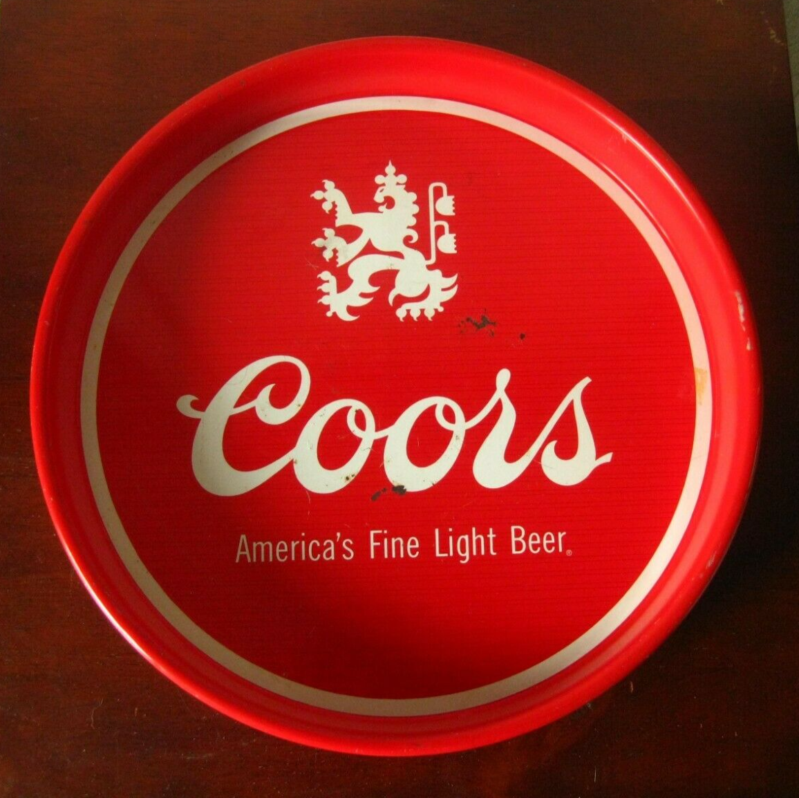 Coors beer 赤色トレイ 約33cm Vintage Red Metal Coors Serving Tray - America's Fine Light