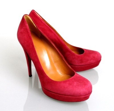 Pre-owned Gucci Authentic  Suede Platform Pump Shoes Raspberry, 269702 C2000 6233 In Pink