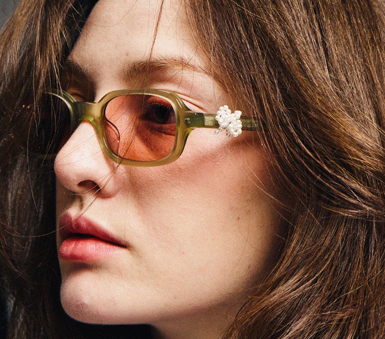 Pre-owned Mardi Mercredi Square Sunglasses M.o-002_khaki + Ribbon Charm/acetate