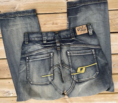 Mens Jeans XL 36x32 Punk Black Hip-Hop Urban Knee Wide