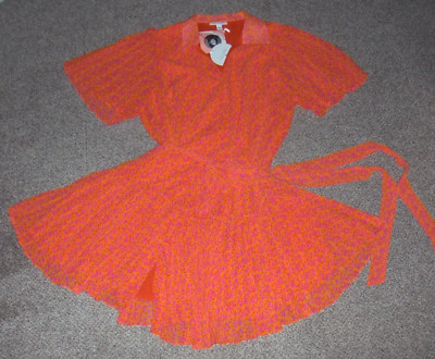 ALEXIS Orange Floral Flutter Sleeve Pleated Wrap Dress 2XL PLUS SIZE