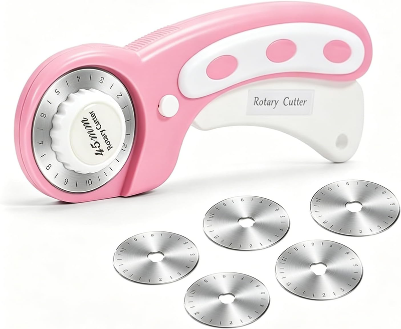 45Mm Rotary Cutter with 5 Blades Ergonomic Safety Lock Fabric Cutting Tool
