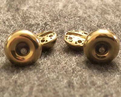 Vintage Chopard Happy Diamonds Cufflinks Signed Hallmarked 18k / 750 Yellow Gold