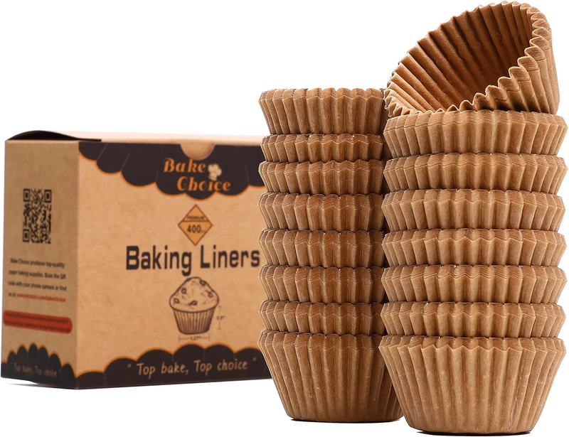 400pcs Natural Mini Cupcake Liners for Baking, Cupcake Liner, Parchment Paper Mu