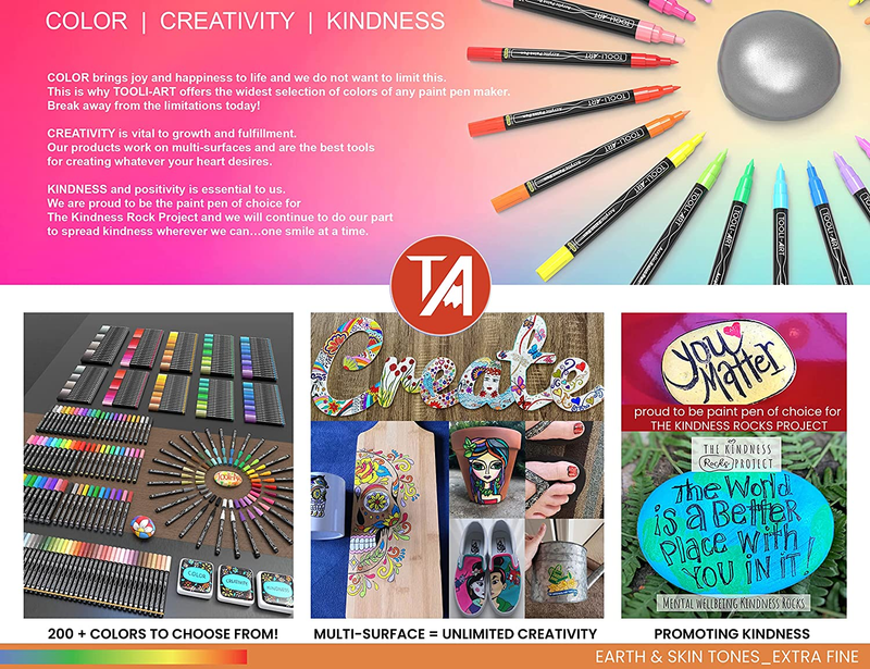 36 Acrylic Paint Pens Skin and Natural Earth Tone Marker Set for Rock Painting,