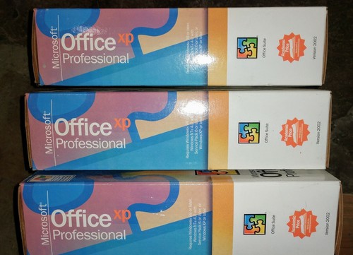 LOT OF 3! Microsoft Office XP Professional Version 2002, COMPLETE, UNOPENED!