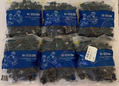 New Lot Of 6 Pack (600) Black RG6 Single Cable Grip Mounting Screw Clips 100 CT