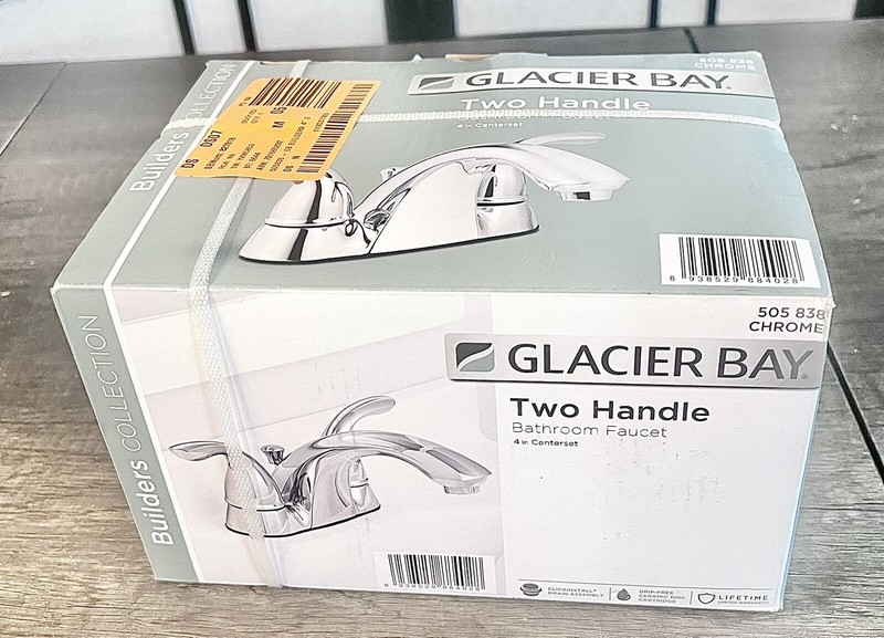 Glacier Bay Builders 4 in. Centerset 2-Handle Low-Arc Bathroom Faucet