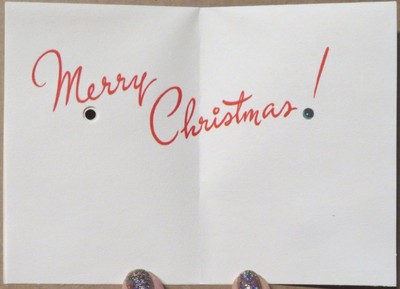 Vintage Christmas Card UNUSED MCM Pretty Winking Lady Starburst Hat Mittens