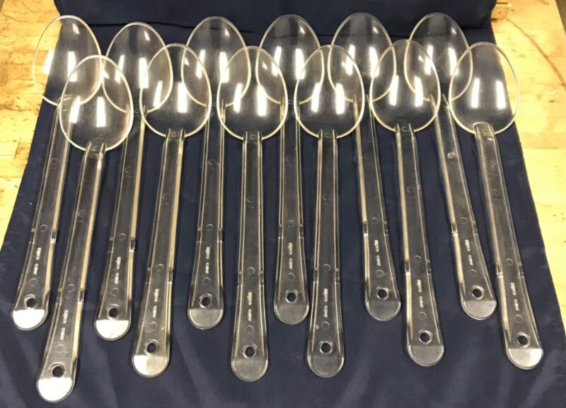 USED 1 Dozen 13” Clear Polycarbonate Deli Serving Spoon Buffet Spoon