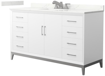 Wyndham Collection WCH818160S-QTZ-US3MXX Amici 60'' - White / Giotto Quartz Top /