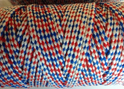 NOS Vintage Bonnie Macrame Braid Cord Yarn 100 Yds Skein 6mm Rope USA Patriotic