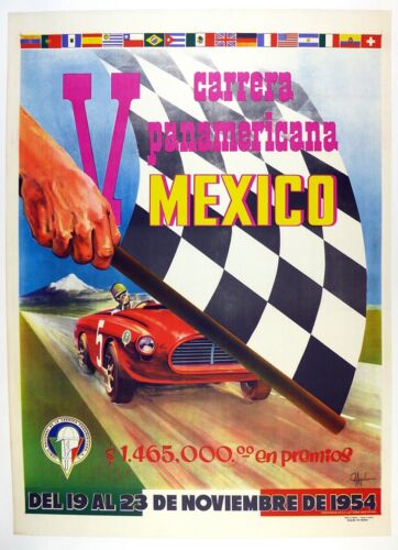 1954 Carrera Panamericana race event poster  ORIGINAL