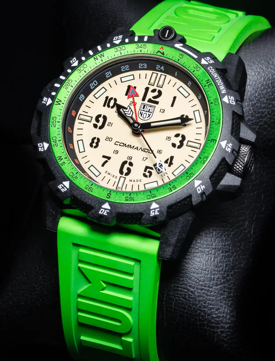 Pre-owned Luminox Commando Gmt Raider Military Sapphire Beige Green Band Watch Xl.3337