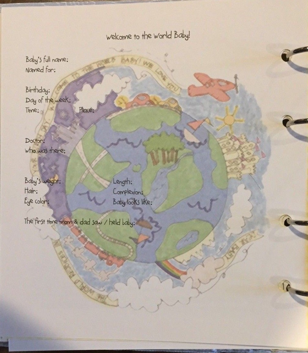 Beautiful Green Moire Satin Keepsake Baby Book 88 pgs