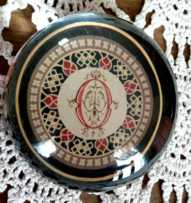 Initial O FRENCH CRYSTAL Glass Paperweight Mosaic Cottagecore Punch Studio OGBox