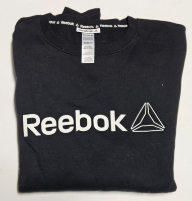 Reebok Crewneck Sweatshirt Black Unisex Spellout Logo New XL