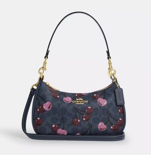NWT Coach Teri Shoulder Bag In Signature Canvas With Cherry