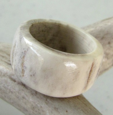 HANDCRAFTED OOAK SHED DEER, ELK ANTLER RING,SIZE  9  1/4 , R-166