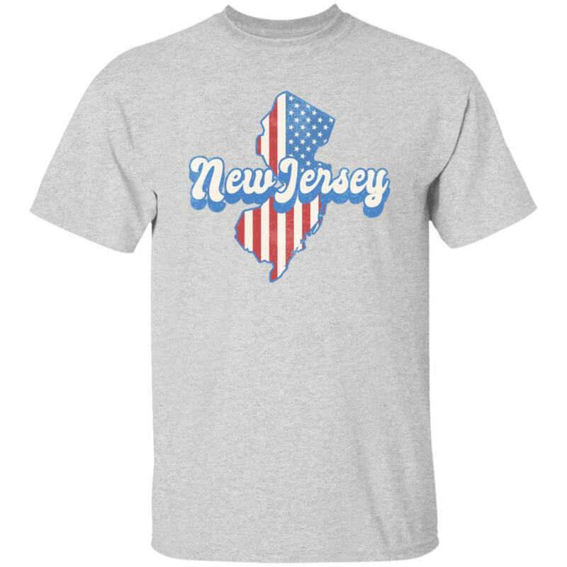 New Jersey Us Flag Unisex T-shirt American Patriotic Nj State Tee White Ash Blue