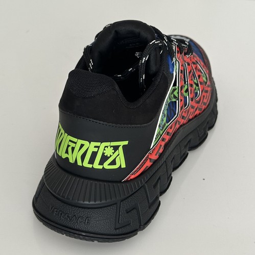 Pre-owned Versace Men's Greca Chain Reaction Sneakers Black 13 (46 Euro) It Dsu8094 It In Multicolor