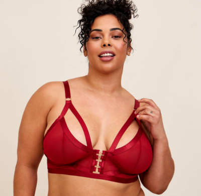 Womens Torrid Overt Strappy Mesh Wireless Bralette Red size 00 10 Medium  NWT