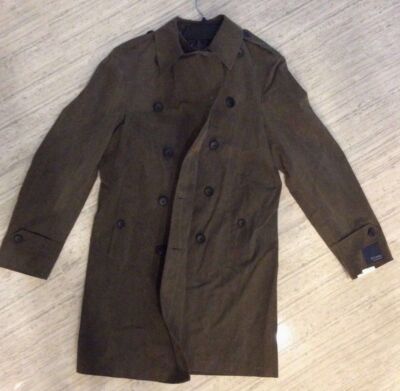 Pre-owned Hickey Freeman $895.00  Light Weight Lined Waxed Cotton Top Coat Olive Size 42 R In Green