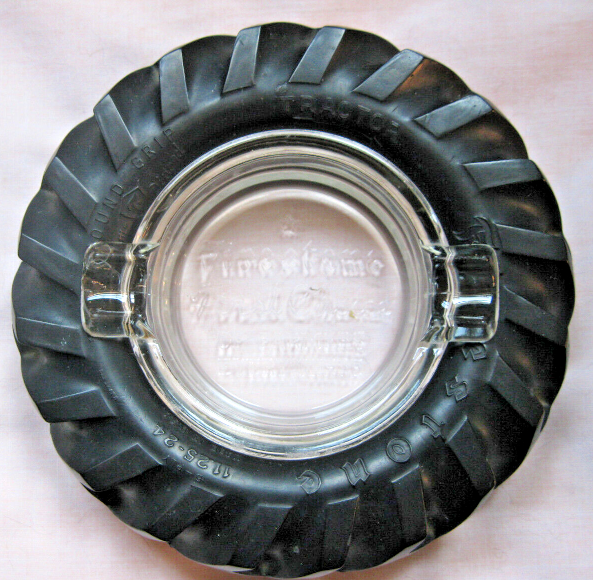 Vintage Firestone tractor tire ashtray rubber. embossed