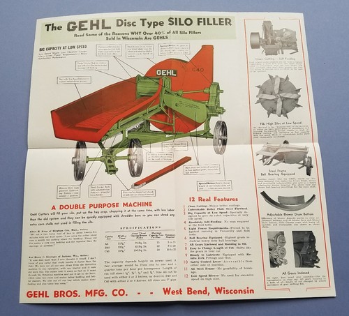 2 VINTAGE 1941 GEHL BROS ADVERTISING BROCHURES