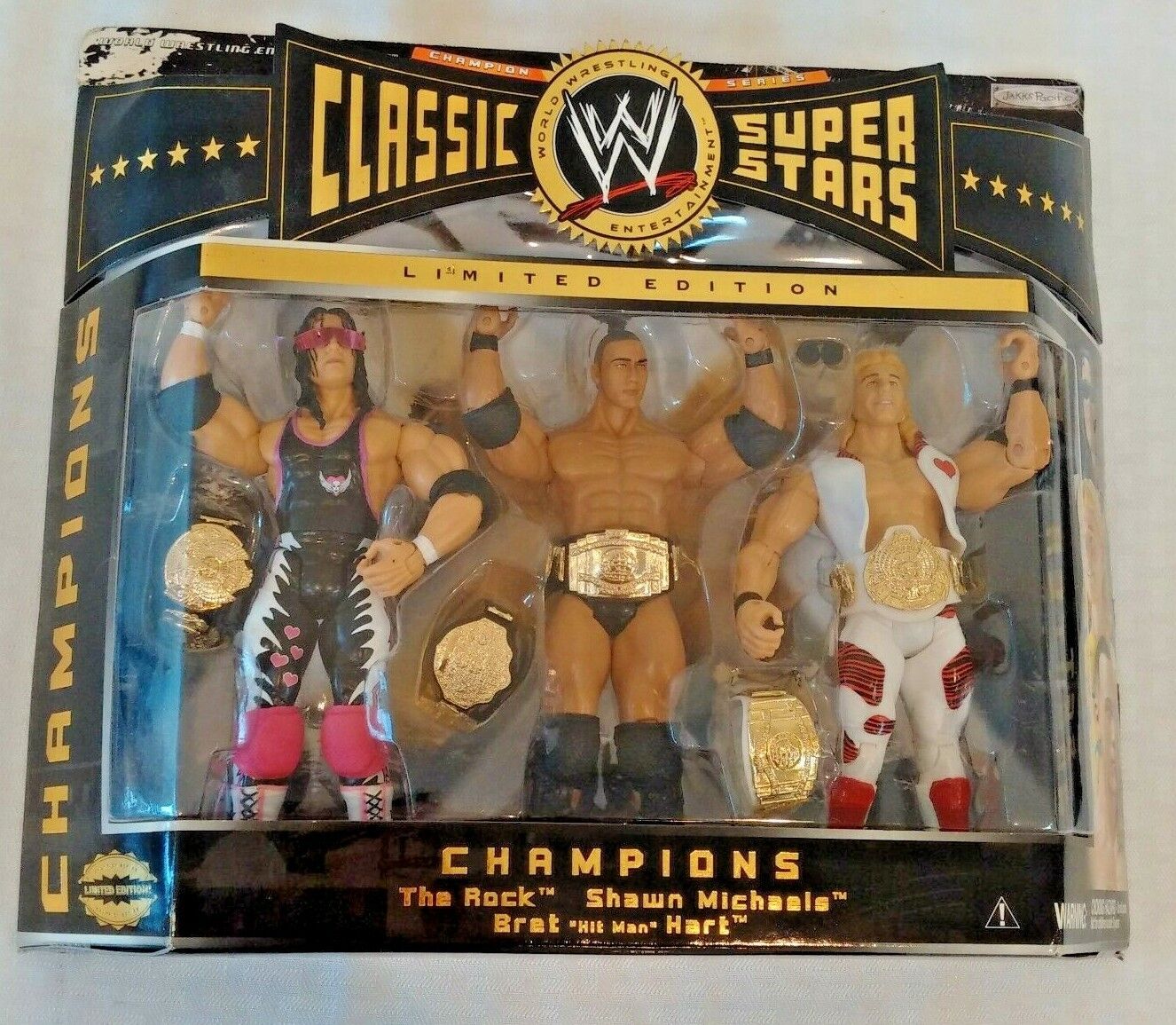 WWE Jakks Classic Wrestling Figure MOC 3 Pack Champions ROCK WWE Jakks Classic Wrestling Figure MOC 3 Pack Champions ROCK