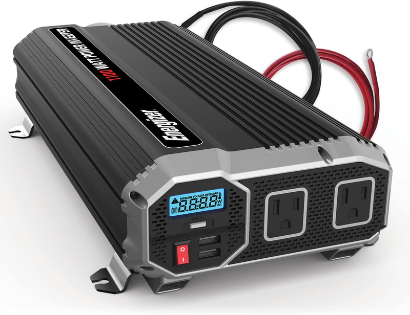 1100 Watts Power Inverter Modified Sine Wave Car 12V to 110 Volts Two AC Outlets