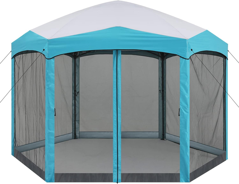 12X12 Ft Hexagon Outdoor Camping Gazebo Screen Shelter Instant Setup Canopy Shel
