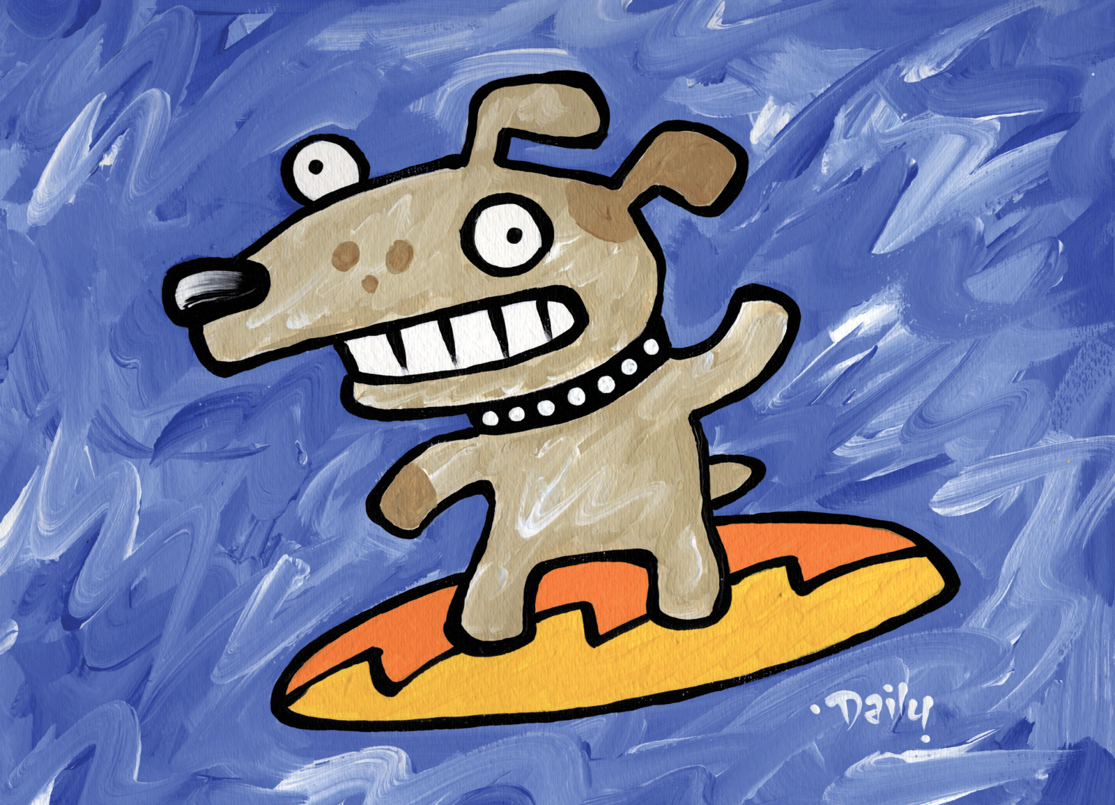 SURF DOG Original Street Urban Pop Art Surfboard Poster Print - MIKE DAILY