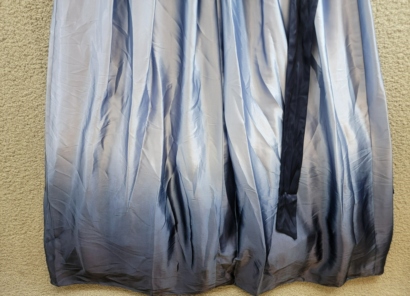 SLNY Fashions Ombré Satin Bow Sash Gown Women's 16 Navy/Wedgewood Zip Closure - Picture 11 of 16