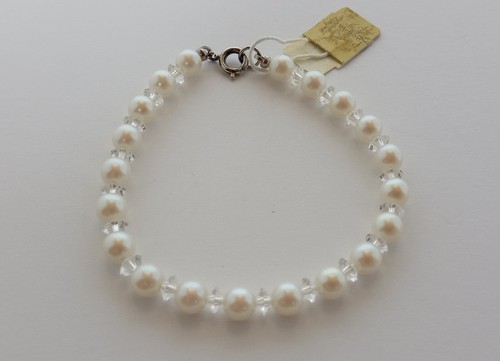 Vintage Laguna New Old Stock Faux Pearl Beaded Bracelet 7 in