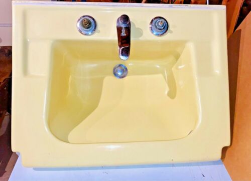 Vintage Antique American Standard Porcelain Yellow Bathroom Sink 1958 Gorgeous