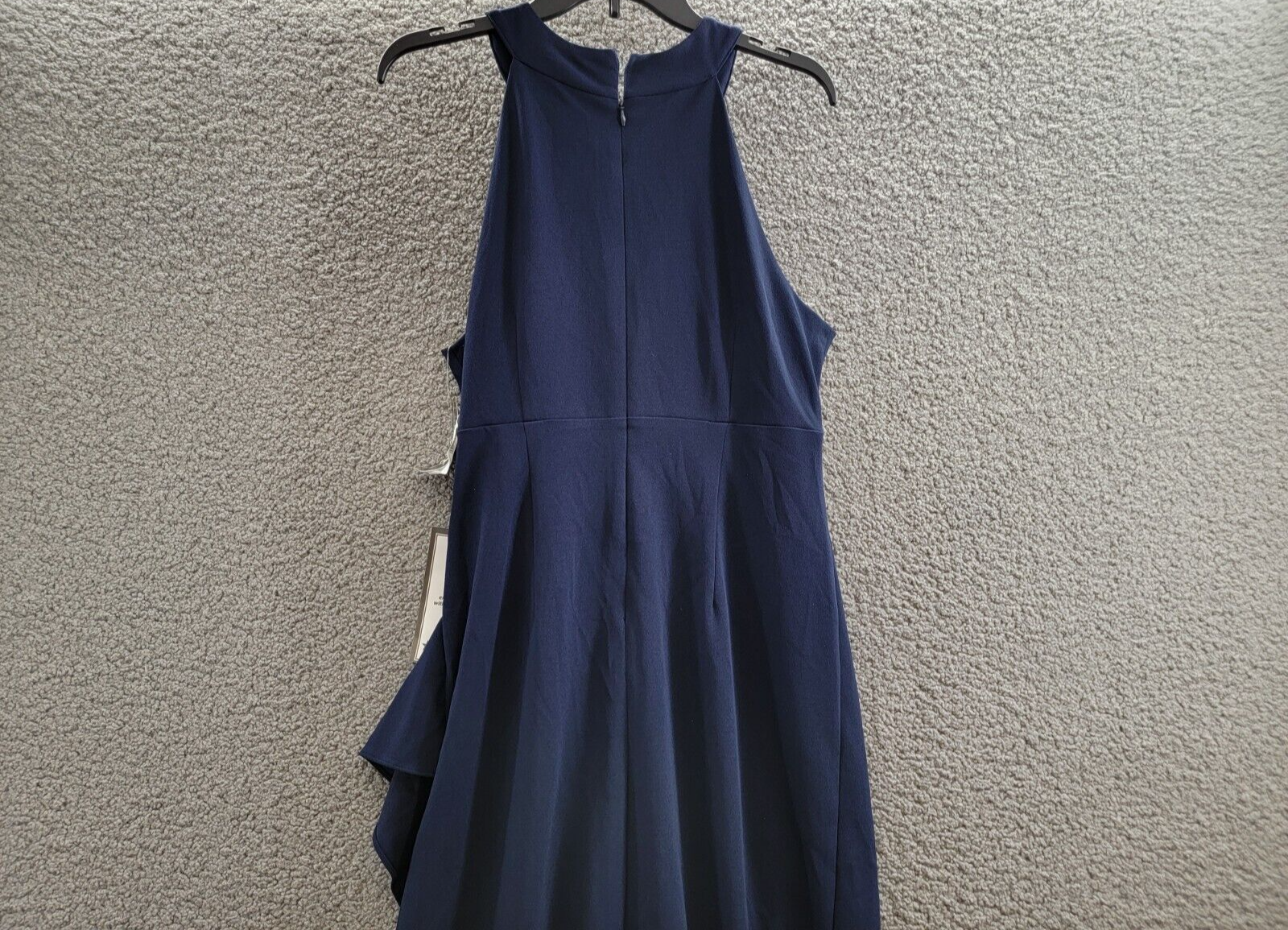 SLNY Twisted-Neck Tulip-Hem Dress Women's Navy Sleeveless Zip/Hook & Eye - Picture 10 of 16