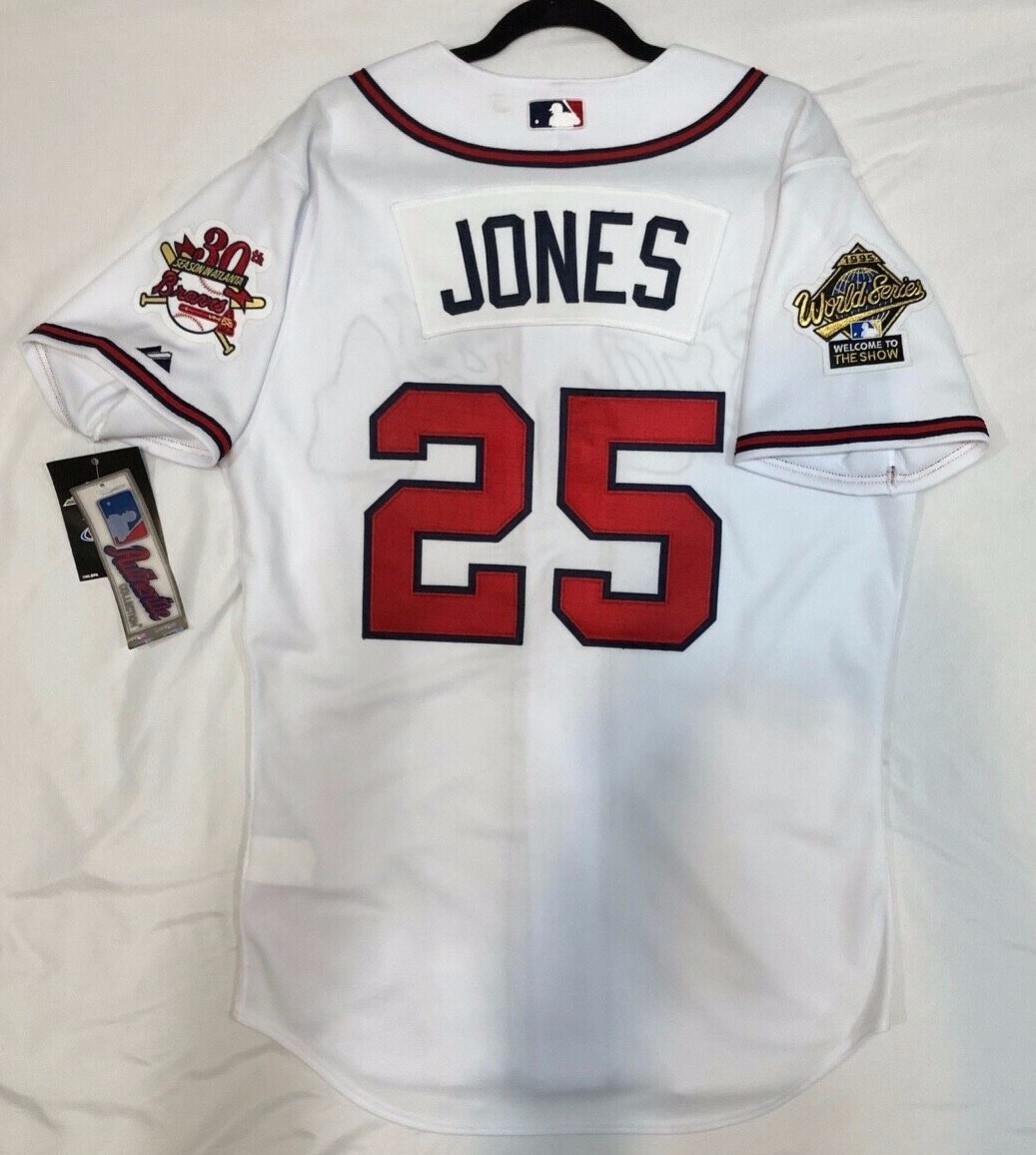 ウェア Majestic - Majestic Braves Jersey #25 Andruw Jones Vintage Majestic Atlanta Braves Andruw Jones #25 Blue Jersey