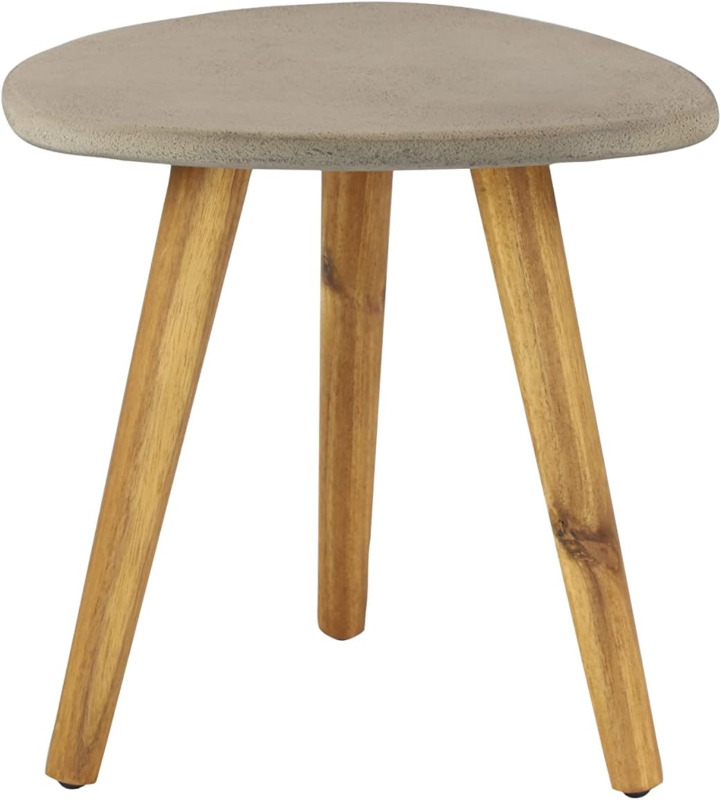 Wood Outdoor Accent Table with Concrete Inspired Top and Slender
