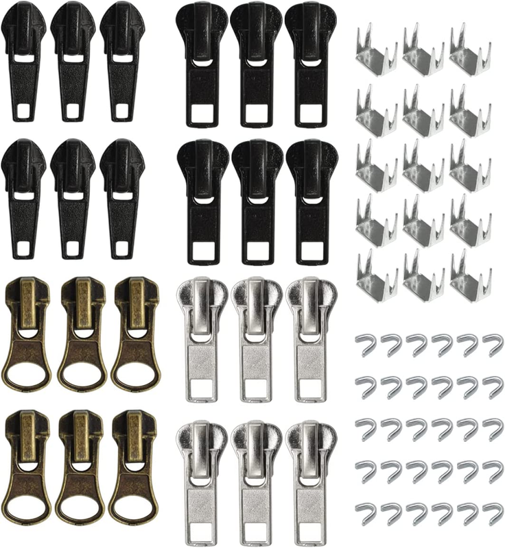 24 Pcs #5#7 Zipper Sliders Replacement Zipper Pull Repair Kit Includes top and B