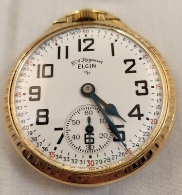 C141 Elgin BW Raymond Montgomery Dial Pocket Watch Gold Filled 1924 21 Jewels