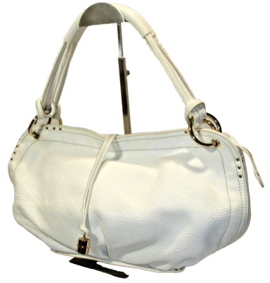 CELINE Beautiful White Soft Pebbled Leather Bittersweet Hobo Shoulder Bag EUC***