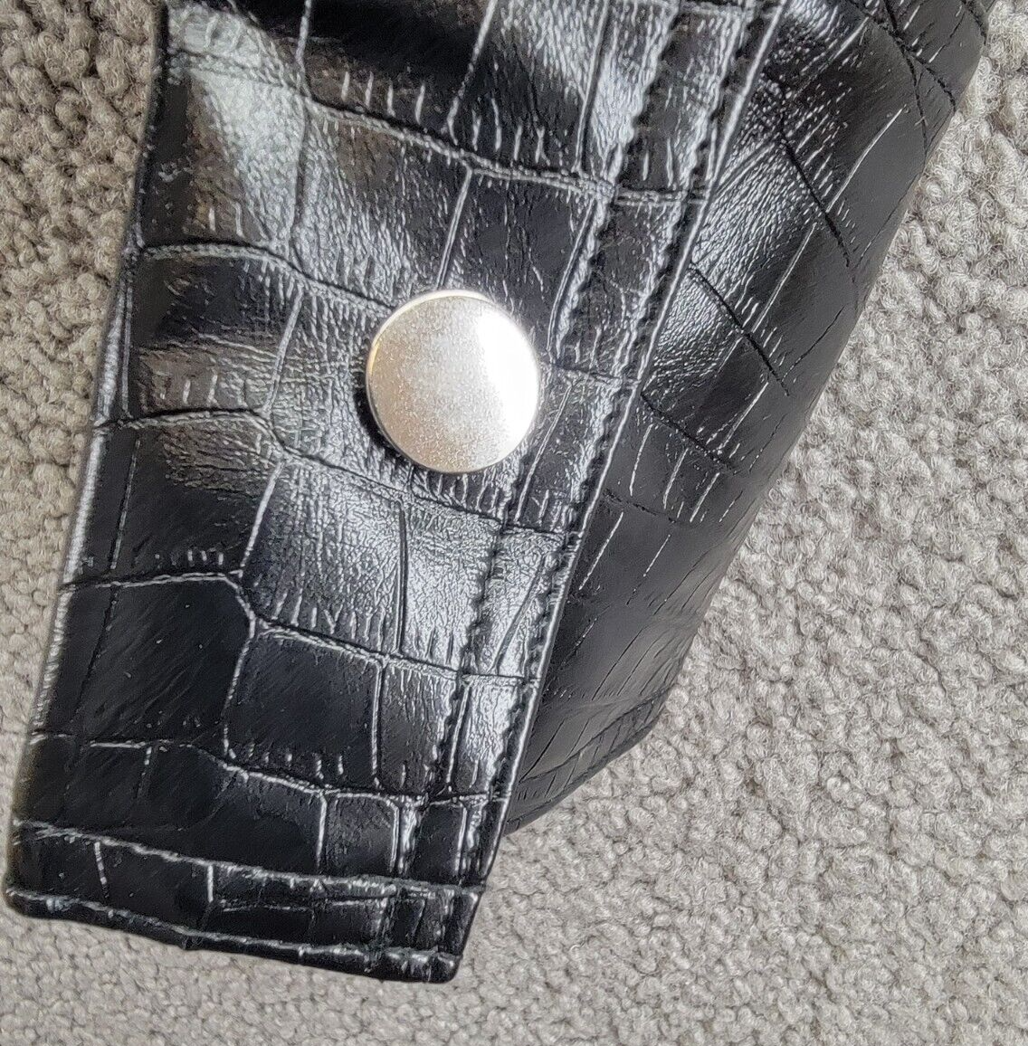 BCBG New York Croc-Print Faux-Leather Cropped Jacket Women's M Onyx Zip Closure - Picture 11 of 19