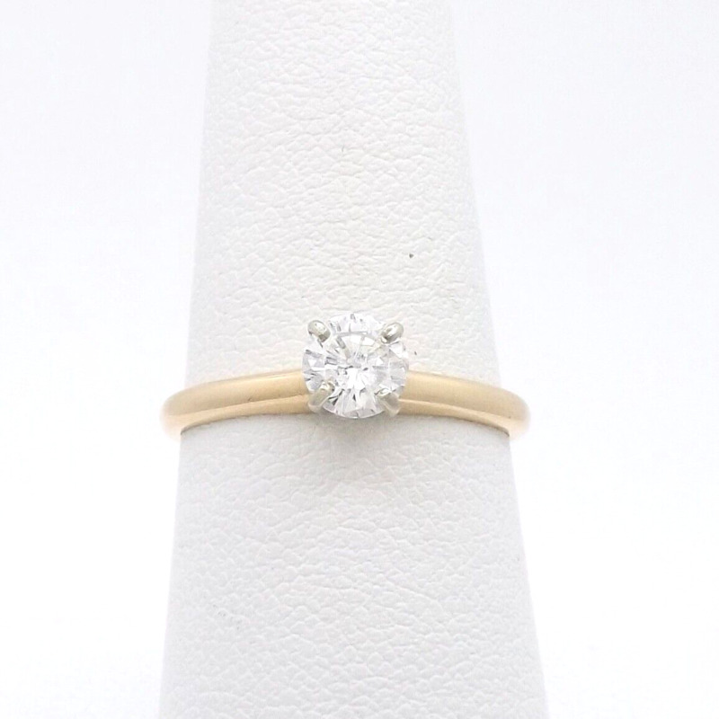 14k Gold Natural Round Diamond Solitaire Engagement Ring