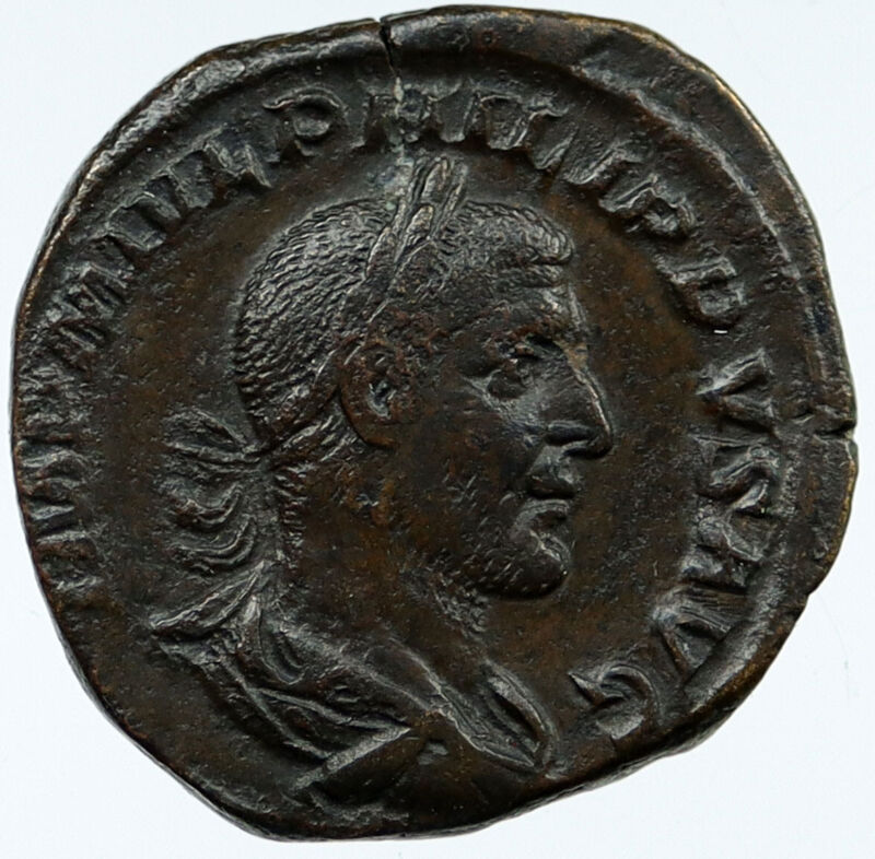 Philip I The Arab 244ad Rome Sestertius Authentic Ancient Roman Coin I118053