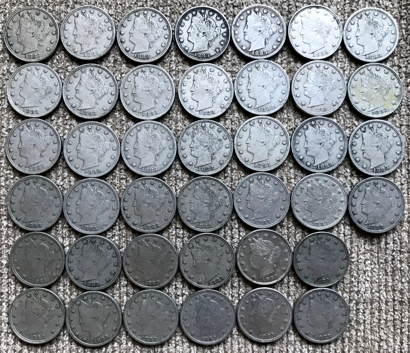 Roll of 40 Fine to EF 1883 "No Cents" Liberty