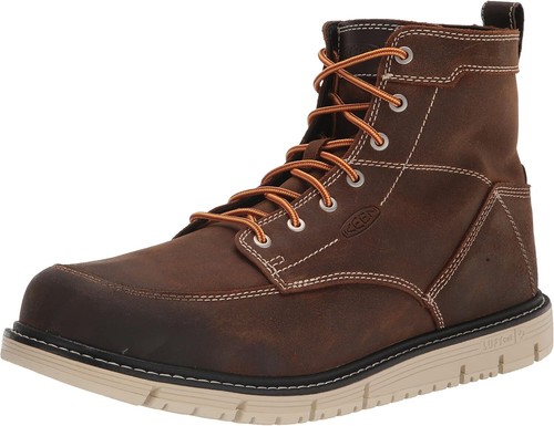 Pre-owned Keen Utility Men's San Jose 6" Soft Toe Wedge Work Boots In Coffee Bean/star White