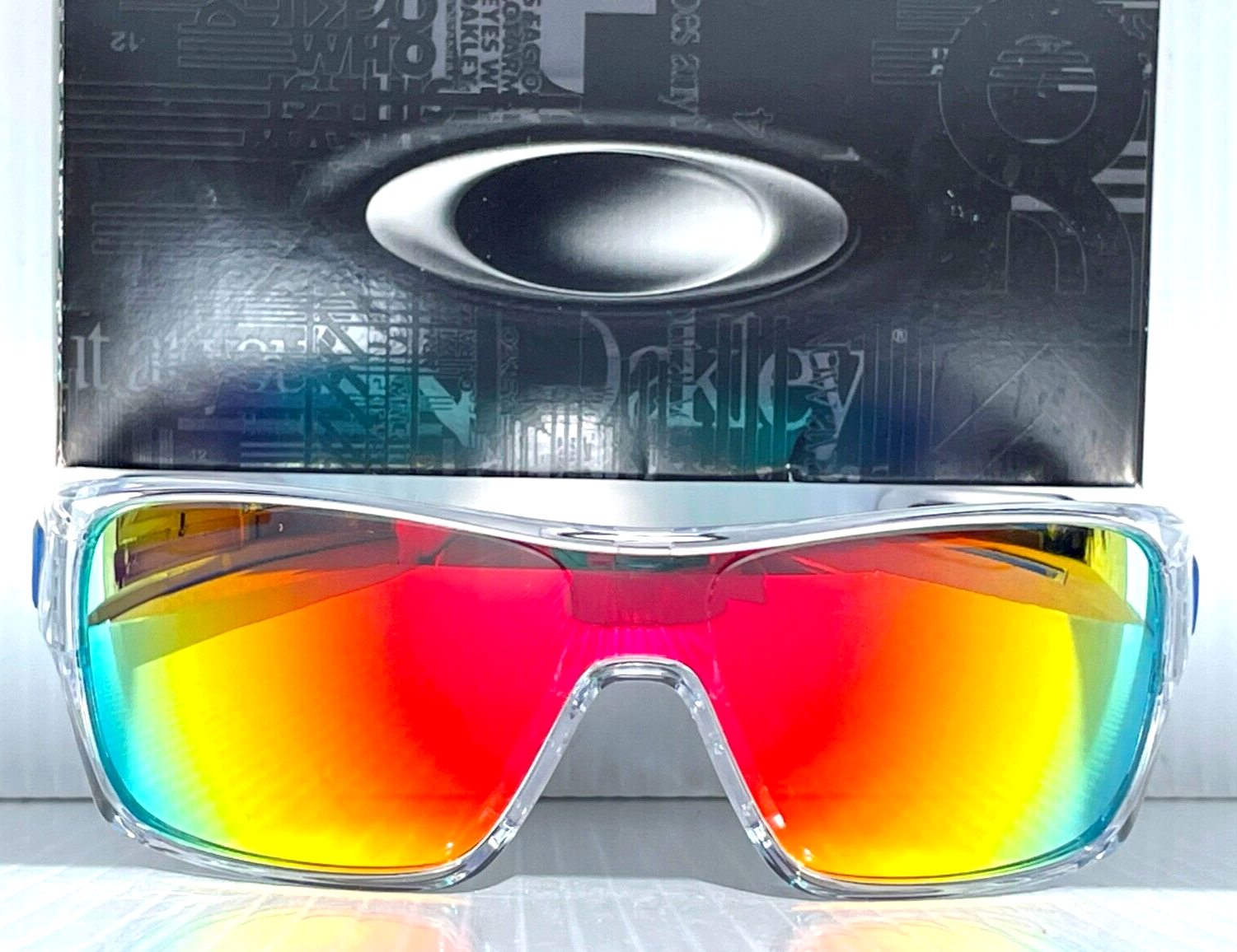 Pre-owned Oakley Turbine Rotor Shiny Clear & Blue Polarized Galaxy Ruby Lens Sunglass 9307 In Red