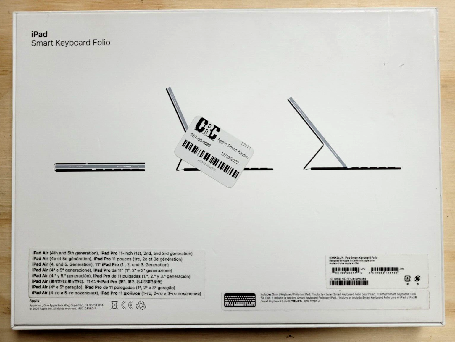 Apple Smart Keyboard Folio for iPad Air/Pro 11-inch 1st/2nd/3rd Gen MXNK2Z/A